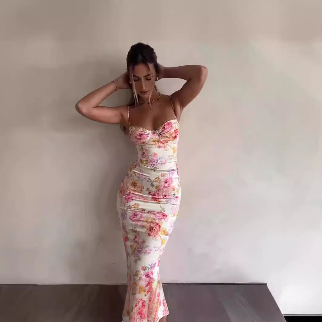 Chic Floral Bodycon Maxi Dress Women