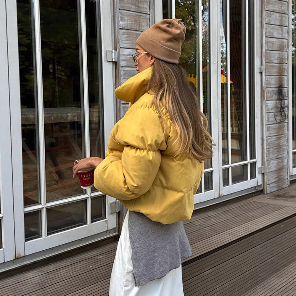 Women's Short Padded Cropped Puffer Jacket with Voluminous Balloon Sleeves Amarae