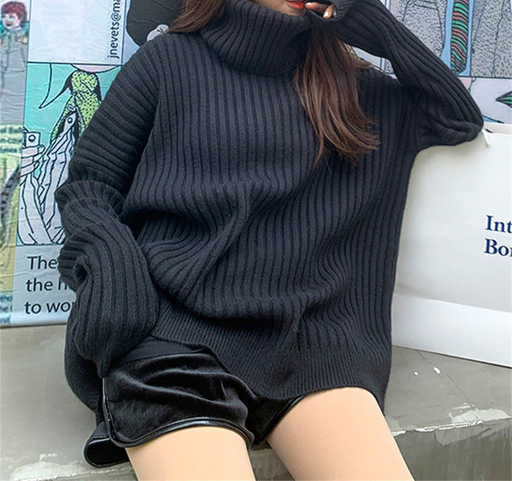 Pull tricoté pour femmes avec col haut et coupe décontractée Chic & Stil