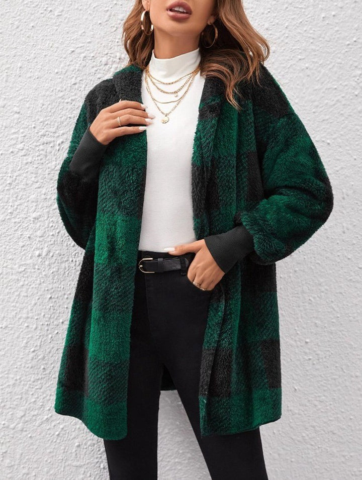 Ladies Oversized Houndstooth Pattern Coat Lune London