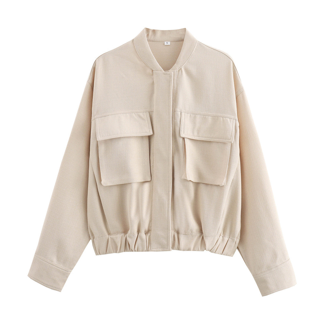 Transitional jacket for women with sporty pockets and elastic belt Lune London