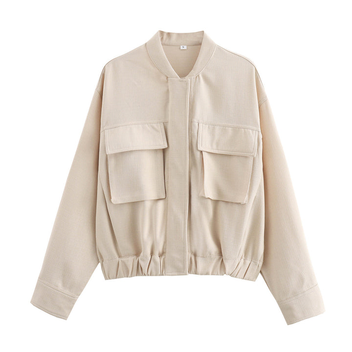 Transitional jacket for women with sporty pockets and elastic belt Lune London