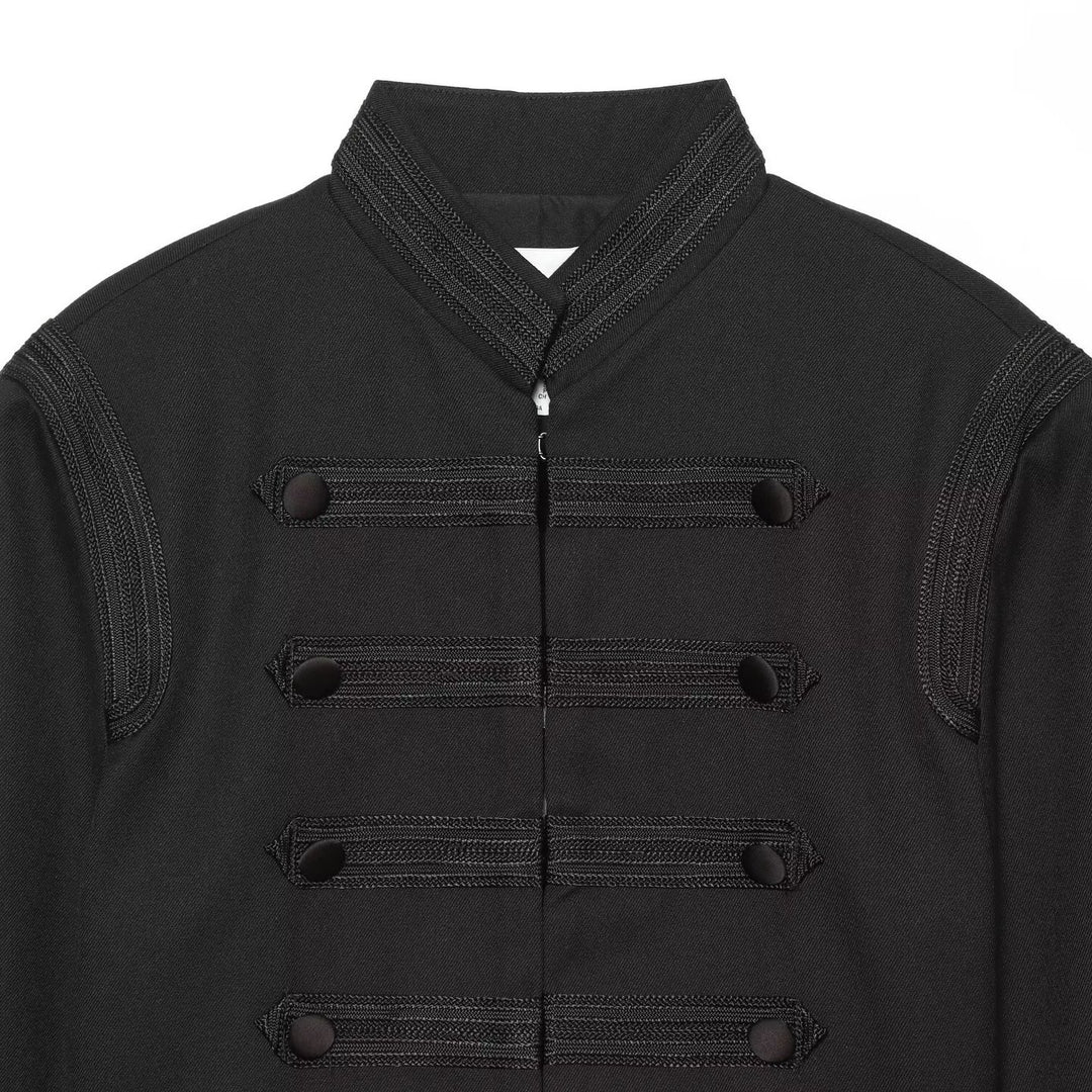 Women Cropped Marschall Jacket with Stand-Up Collar and Decorative Trim Amarae