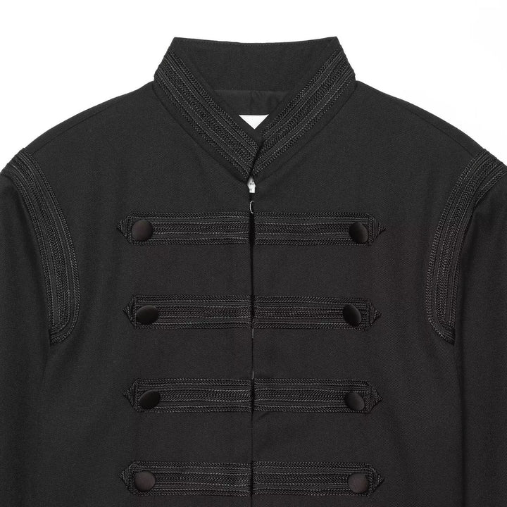 Women Cropped Marschall Jacket with Stand-Up Collar and Decorative Trim Amarae