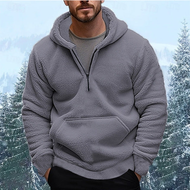 Fleece sweater for men with practical kangaroo pocket Lune London