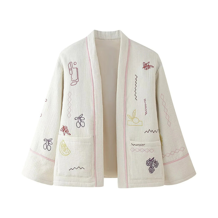 Embroidered cotton jacket for ladies with large pockets and relaxed fit Lune London
