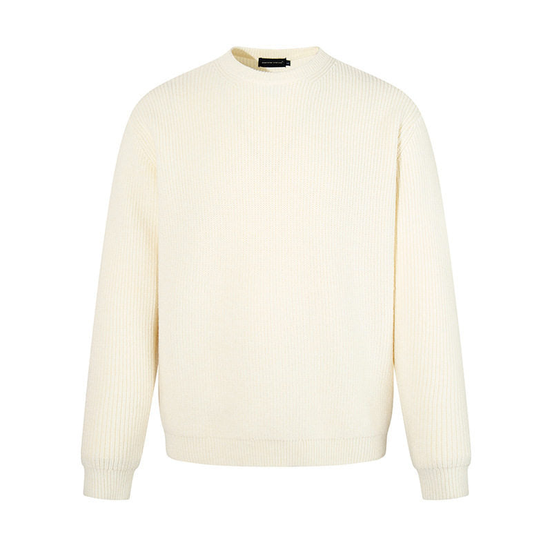 Men's fine knit sweater with round neckline and ribbed textured knit Amarae