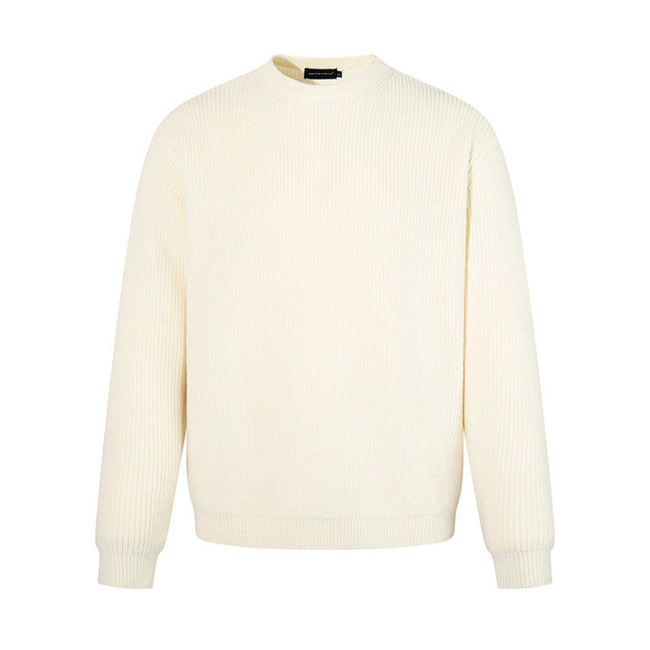 Men's fine knit sweater with round neckline and ribbed textured knit Amarae