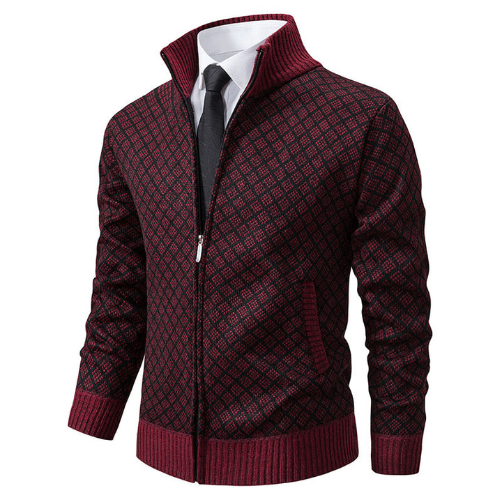 Men's knit jacket with high-quality textured pattern and zipper Lune London