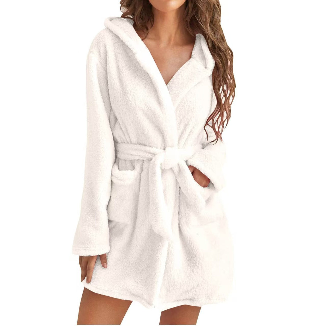 Women's Snuggly Fleece Bathrobe with Hood Chic Und Stil