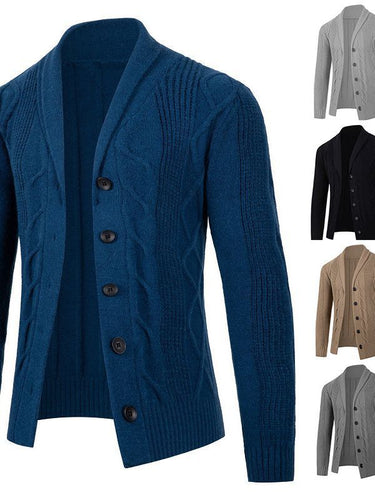 Trendy knitted jacket for men with high collar and decorative cable design Amarae