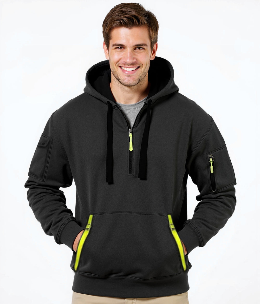 Fashionable men's hoodie with an innovative pocket solution Lune London
