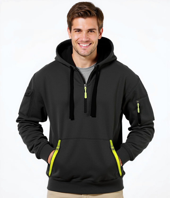 Fashionable men's hoodie with an innovative pocket solution Lune London