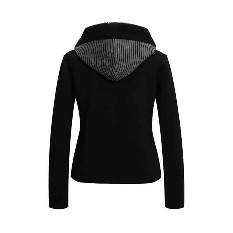 Women's fitted hooded sweat jacket with decorative double row and metal buttons Amarae