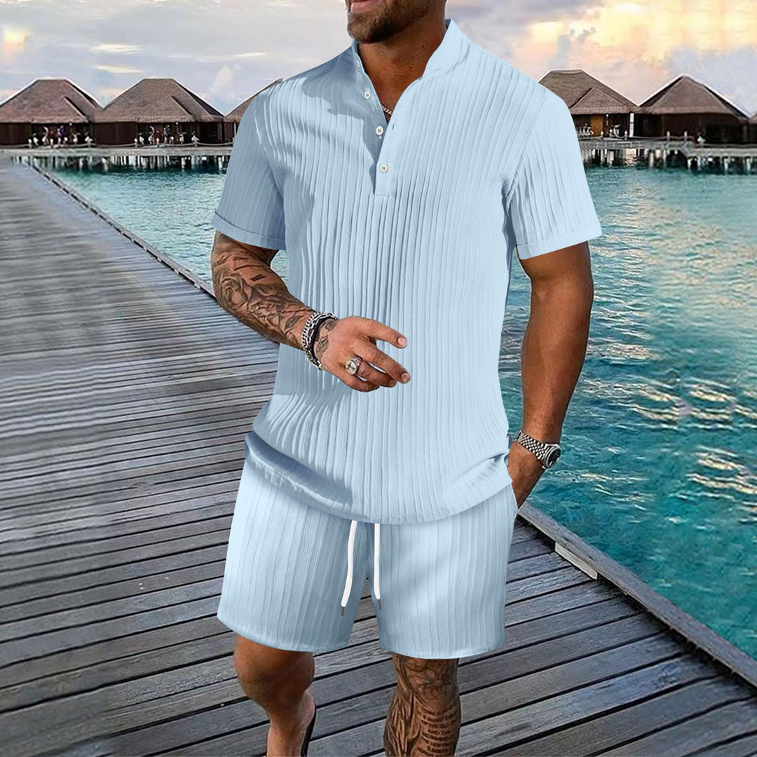 Men Pleated Leisure Two Piece Set Amarae