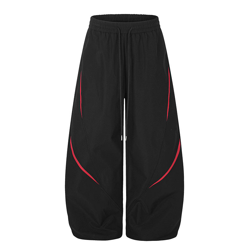 Women's Extra Wide Palazzo Training Pants in Tech Look with Drawstring Waistband and Curved Side Inserts Amarae