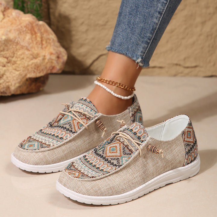 Casual Slip-On Sneakers for Women with Colorful Ethnic Pattern Lune London