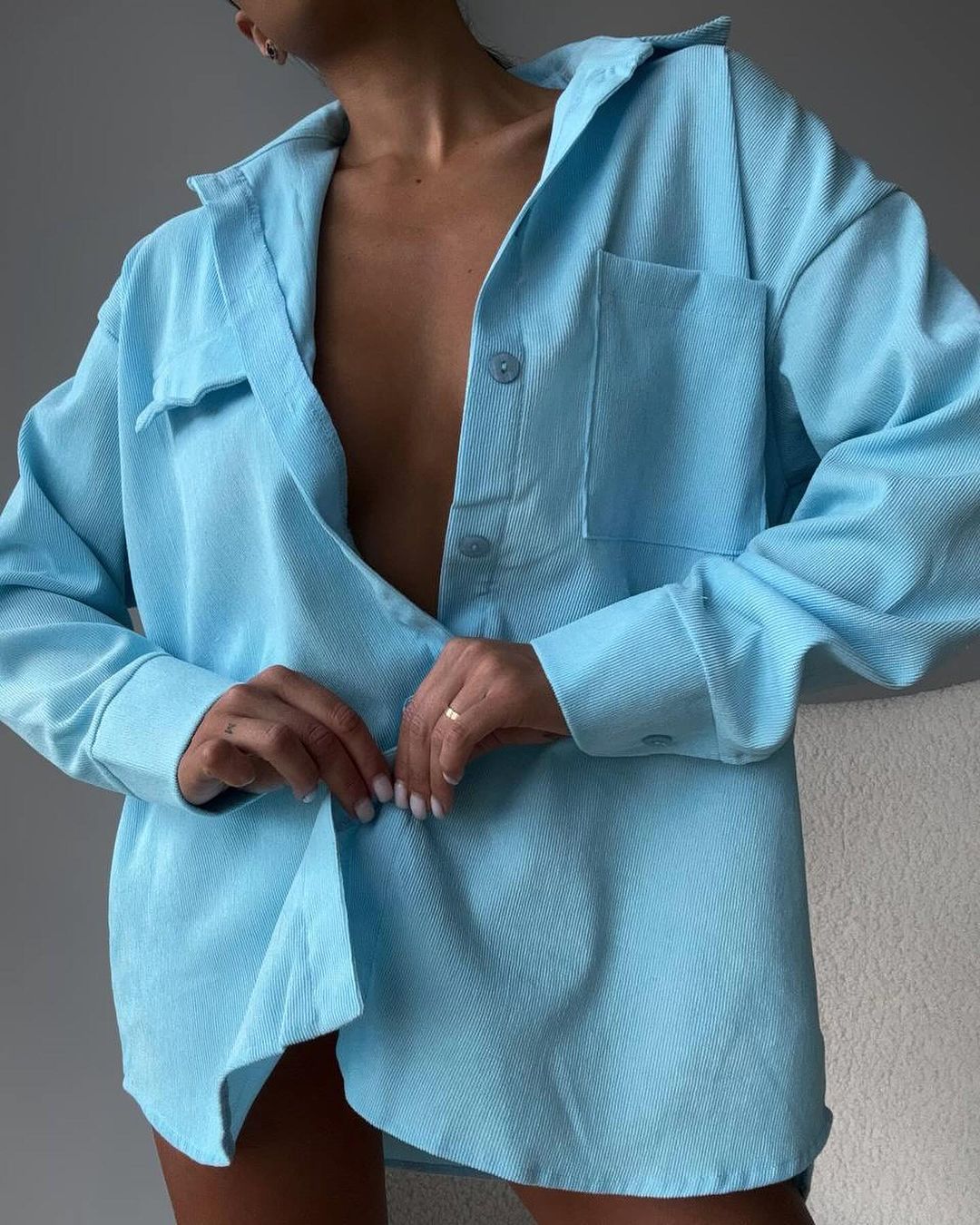 Casual shirt jacket for women in soft textured material Amarae
