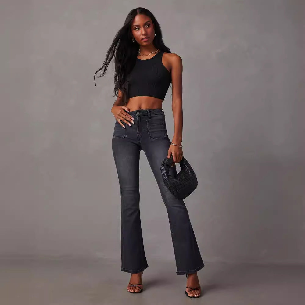 High-waisted flared jeans for women with a perfect cut and stretchy fit Chic & Stil