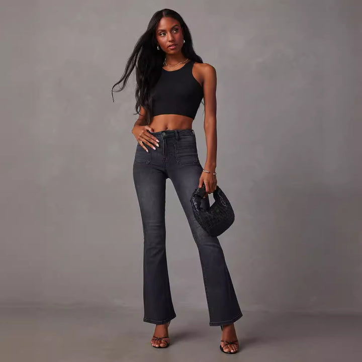 High-waisted flared jeans for women with a perfect cut and stretchy fit Chic & Stil