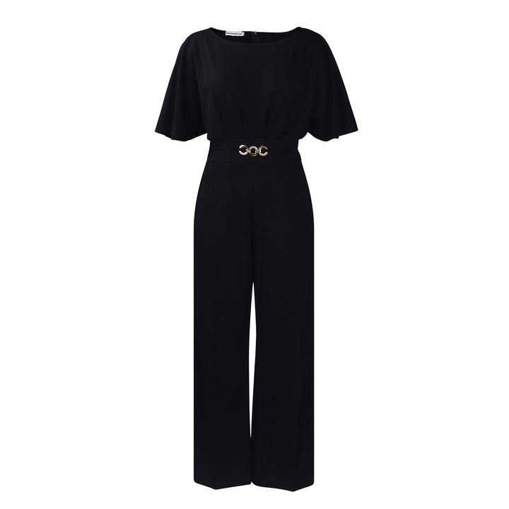 Ladies Elegant Jumpsuit with Flared Leg and Chic Decorative Belt and Style