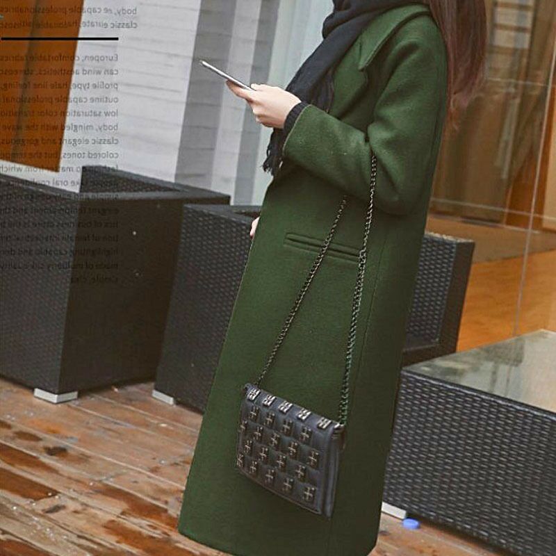Women Long Elegant Coat with Classic Lapel and Pockets Lune London