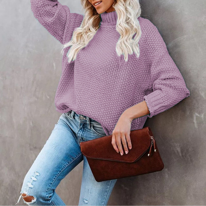 Pull en tricot épais pour femme avec col roulé et coupe décontractée Chic & Stil
