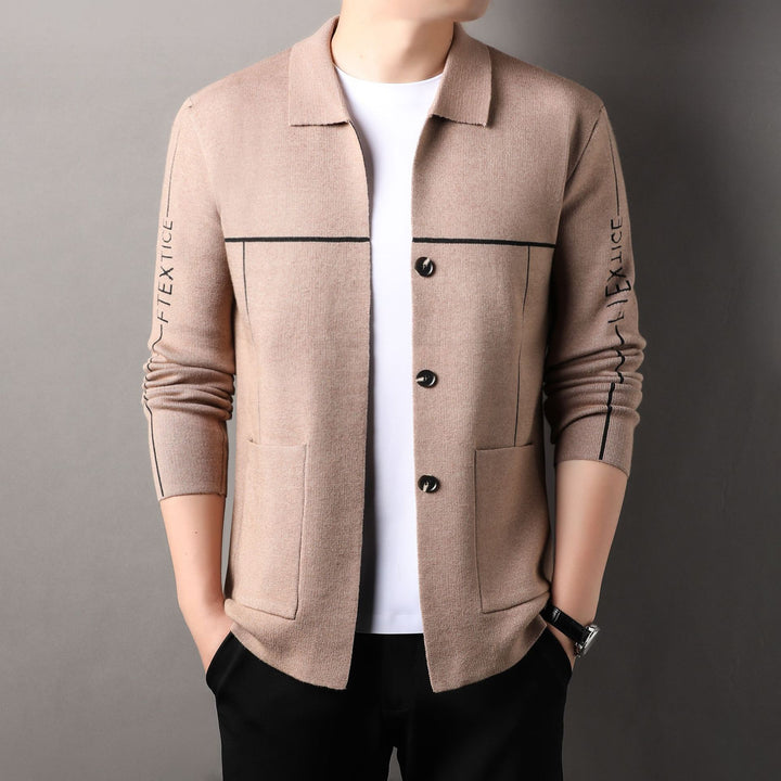 Elegant knitted jacket for men with high collar and stylish buttons Lune London