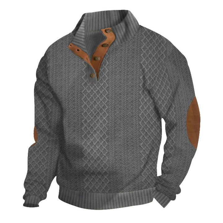 Casual knitted sweater for women with structured collar and leather applications Lune London