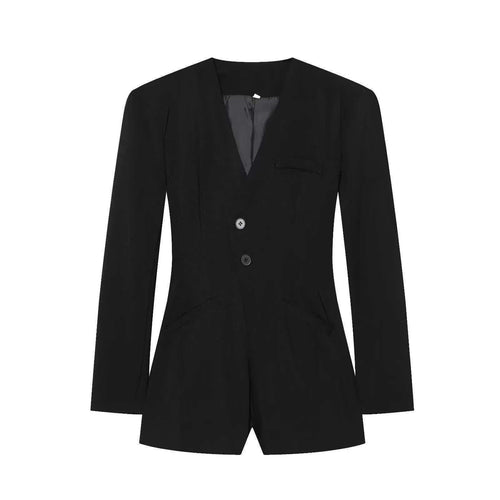Blazer pour femmes avec un élégant col en V et des détails de boutons modernes Chic & Stil