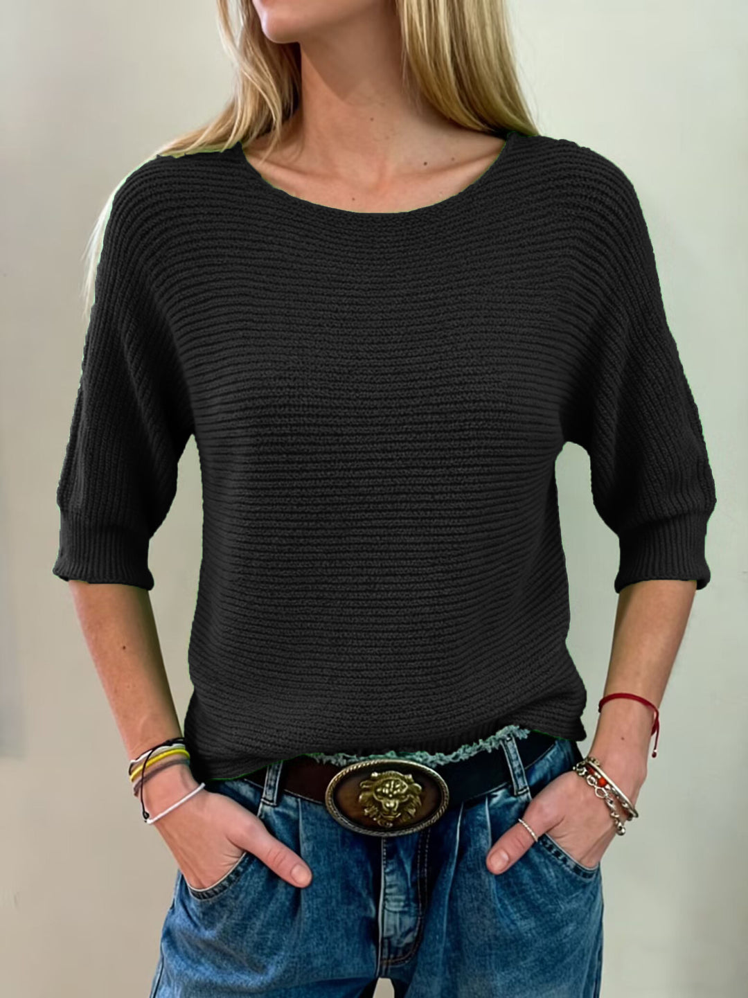 Pull en tricot décontracté pour femmes avec large poignet Chic & Stil
