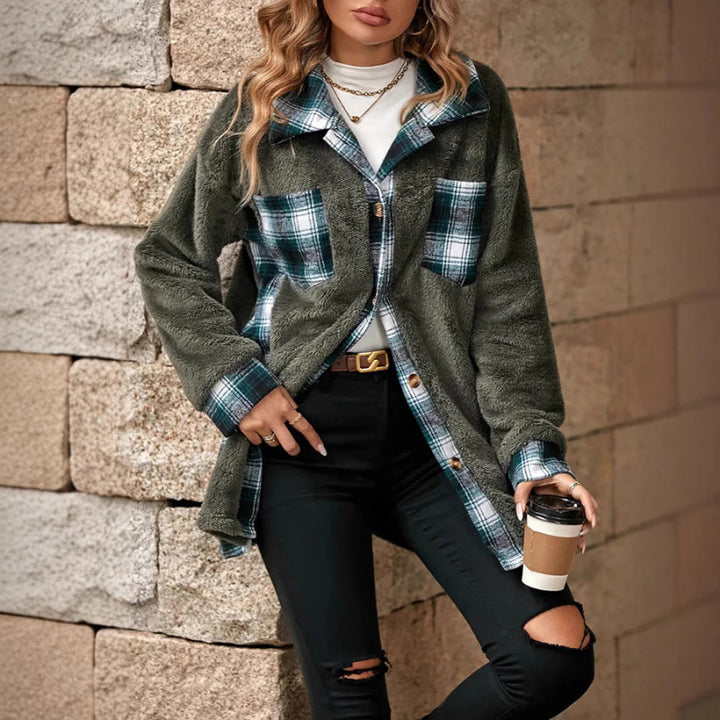 Ladies fleece shirt with checked pattern and soft inner lining Lune London