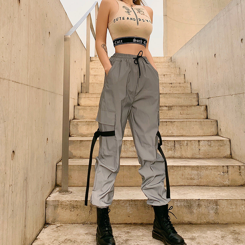 Women's cargo pants with utility pockets and adjustable waistband Lune London
