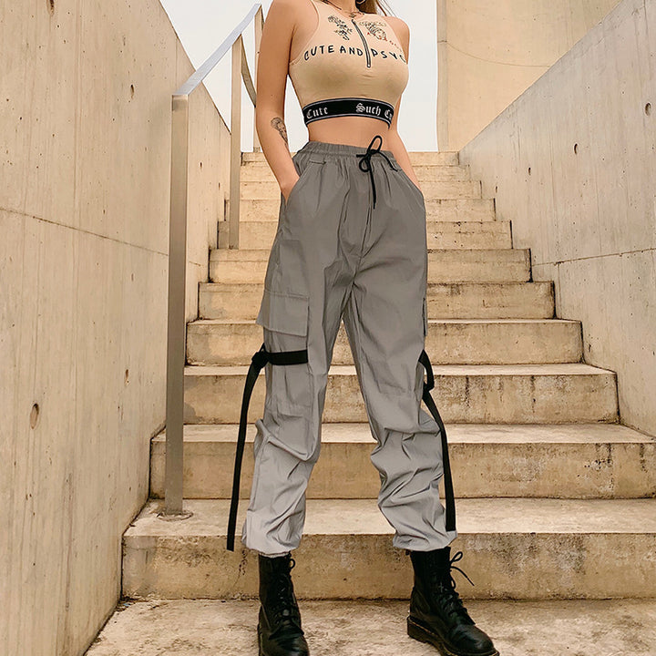 Women's cargo pants with utility pockets and adjustable waist Lune London