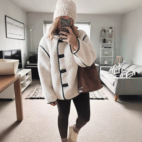 Women's cozy fleece jacket with practical pockets and high collar Amarae
