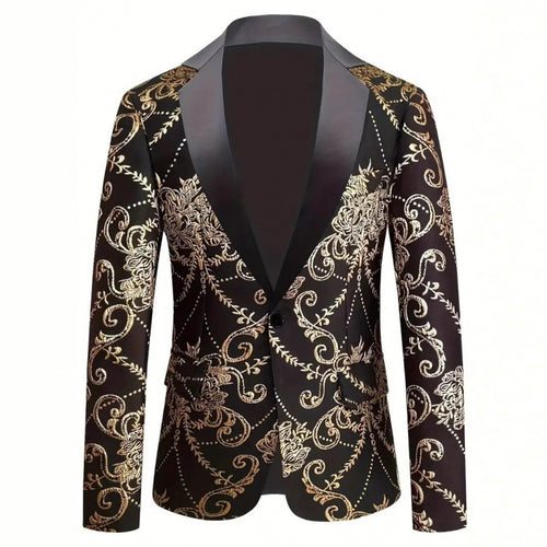 Veste de smoking extravagante pour homme avec motif jacquard floral Amarae