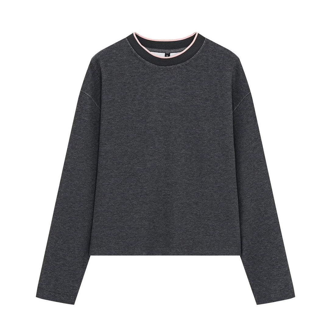 Women's Boxy Ribbed Knit Sweater with Round Neck
