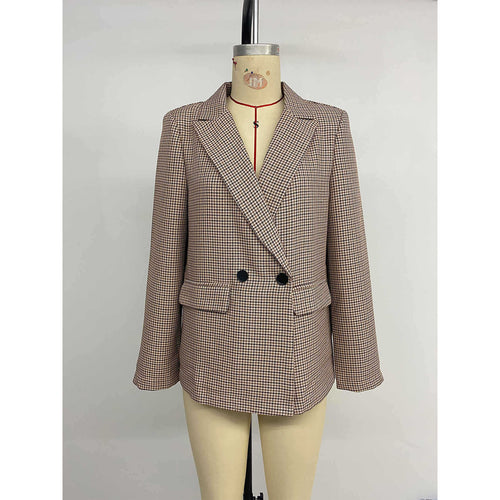 Oversized checked blazer jacket for women with double-breasted buttons Amarae