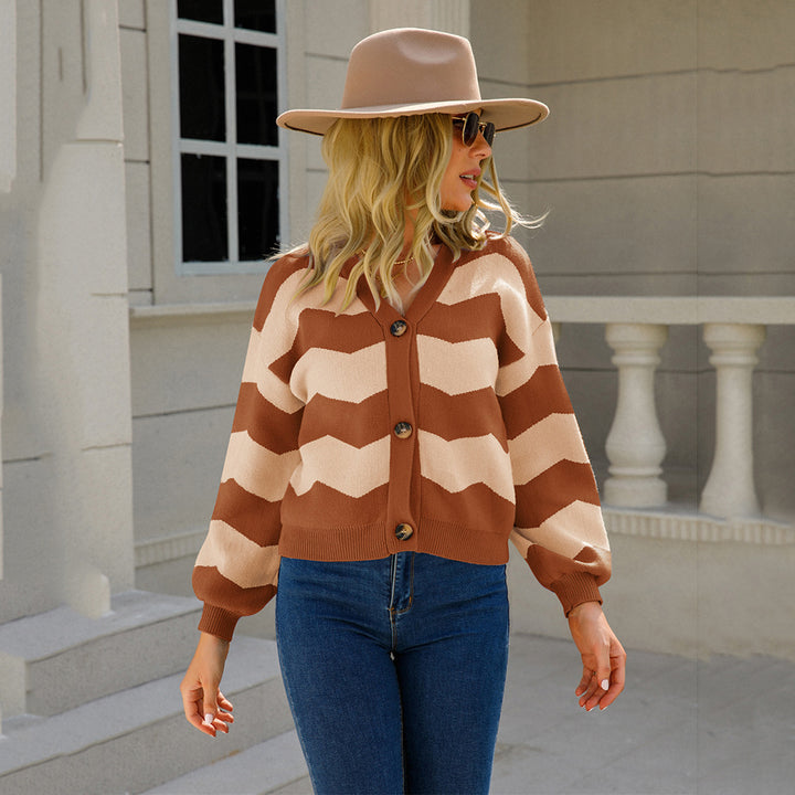 Cardigan élégant pour femme avec motif en chevron Chic & Stil