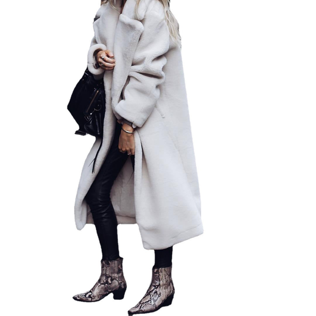 Ladies Oversized Fleece-Coat with Button Closure and Pockets Lune London