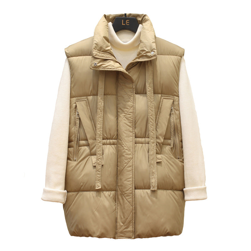 Quilted women's gilet with high collar and practical pockets Lune London