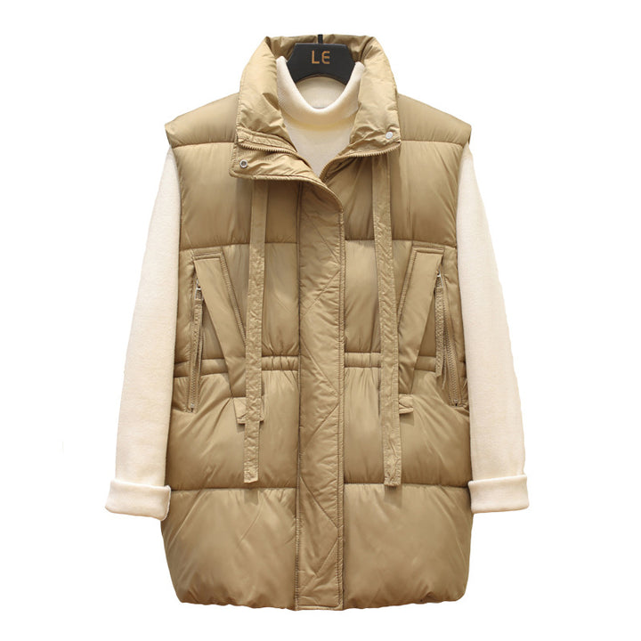 Quilted women's gilet with high collar and practical pockets Lune London