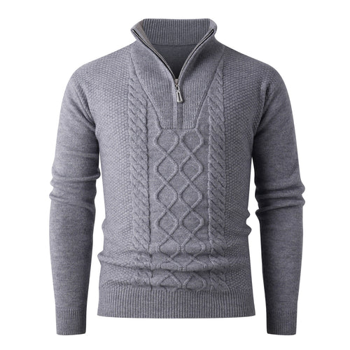 Men's Elegant Knit Sweater with High Collar and Zip Amarae