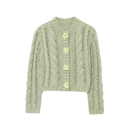 Ladies short knit cardigan with floral detail Amarae