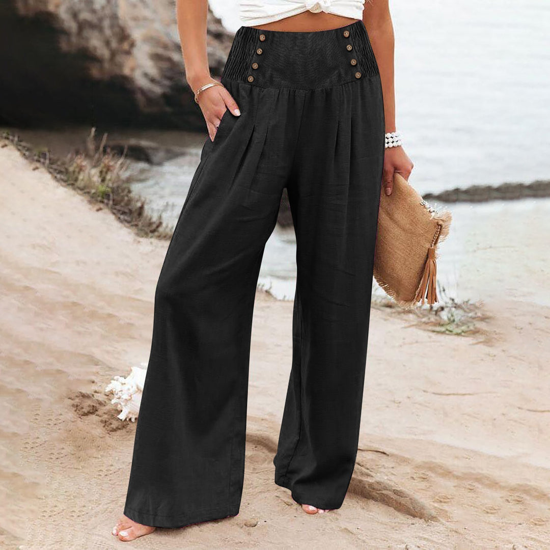 Summer wide pants for women with button details Lune London
