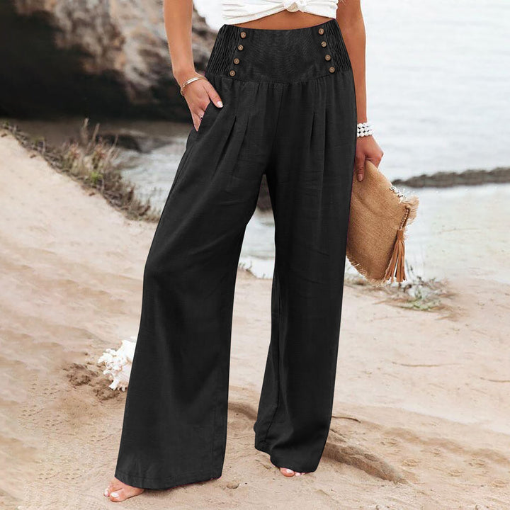 Summer wide pants for women with button details Lune London