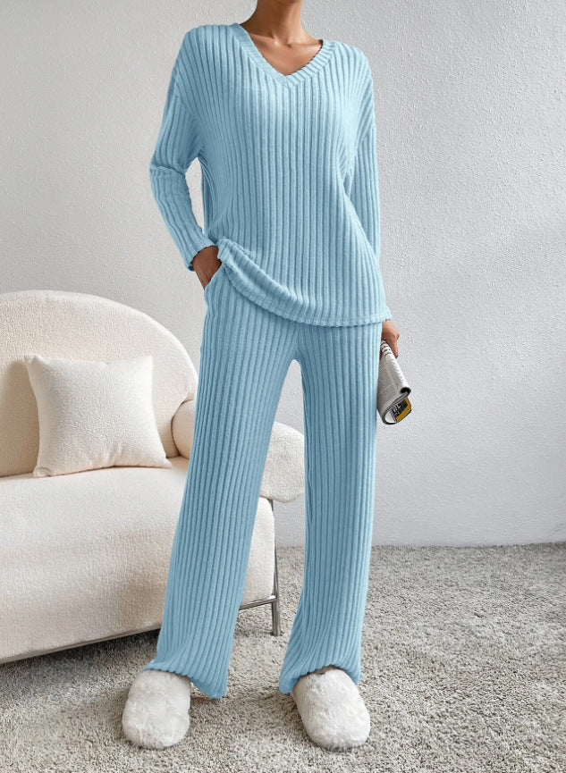 Ensemble de loungewear décontracté pour femmes avec texture côtelée Chic & Stil