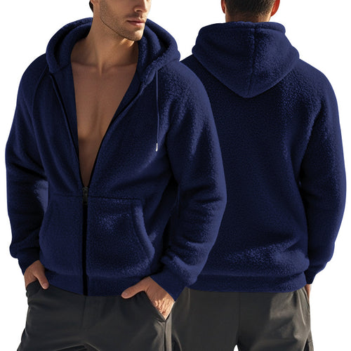 Men's cozy fleece jacket with hood and side pockets Amarae