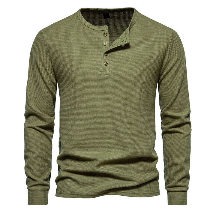 Long sleeve men's T-shirt with button placket and textured design Lune London