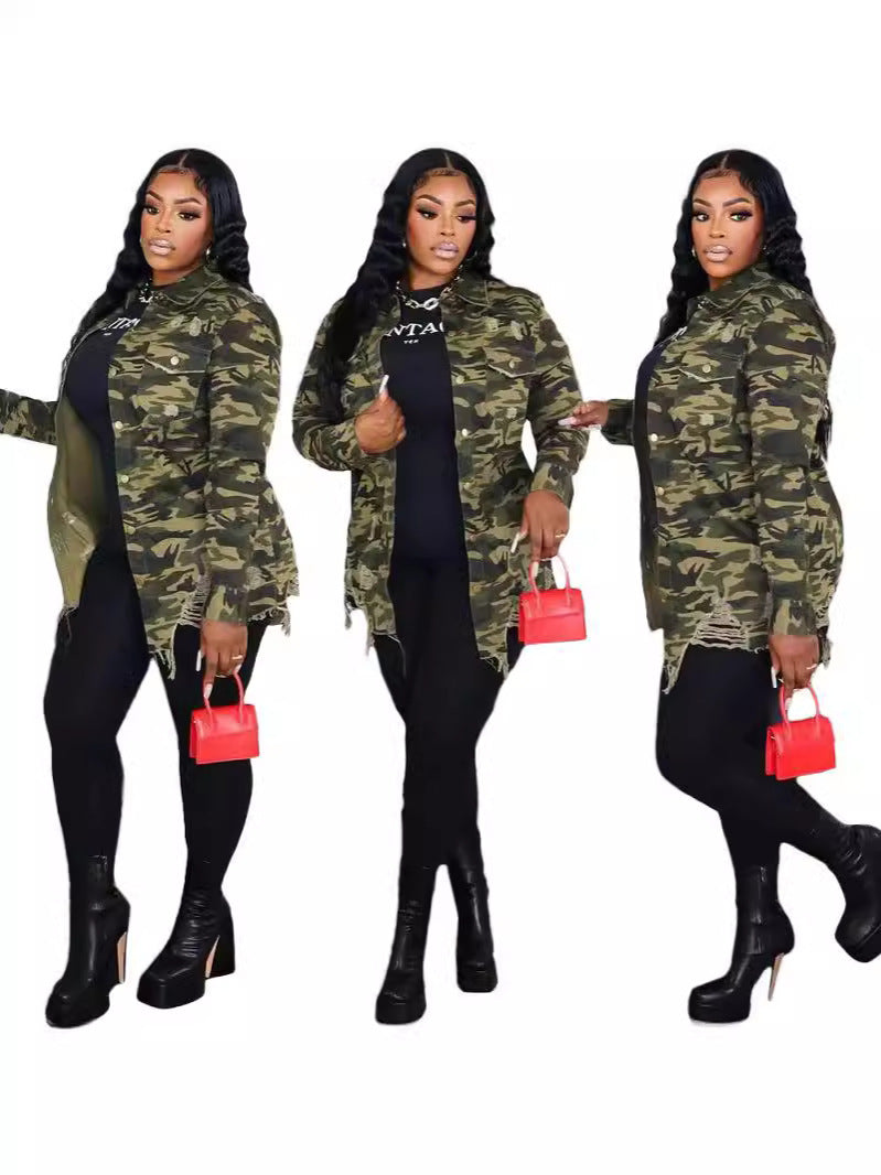 Ladies fashion camouflage-overshoot look Lune London